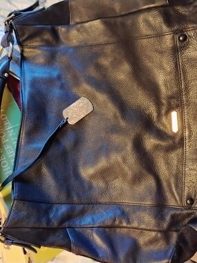 Vince Camuto Black Pebbled Leather Shoulder Bag